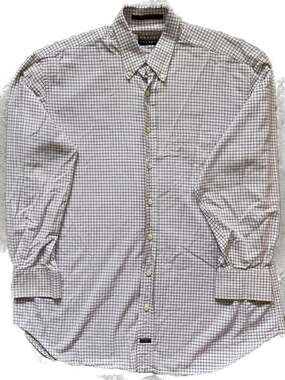 Robert Talbott Shirt Mens L Carmel Plaid Button-Down Long Sleeve Cotton
